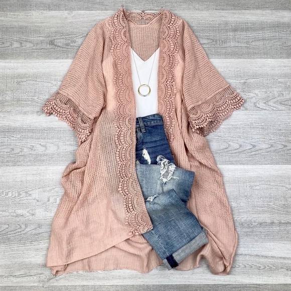 Other - Scallop Lace Trim Kimono | MAUVE